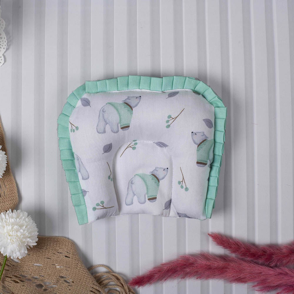 Green Polar Bear Organic Cotton U-Pillow