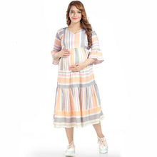 Load image into Gallery viewer, White Striped Nursing Maternity Dress
