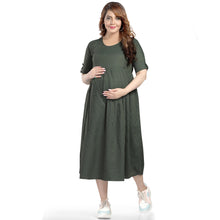Load image into Gallery viewer, Green Striped Nursing Maternity Dress
