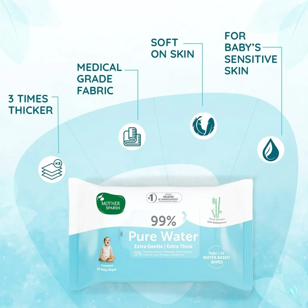 Pure Water Unscented Baby Wipes With Medical Grade Fabric For Sensitive Skin