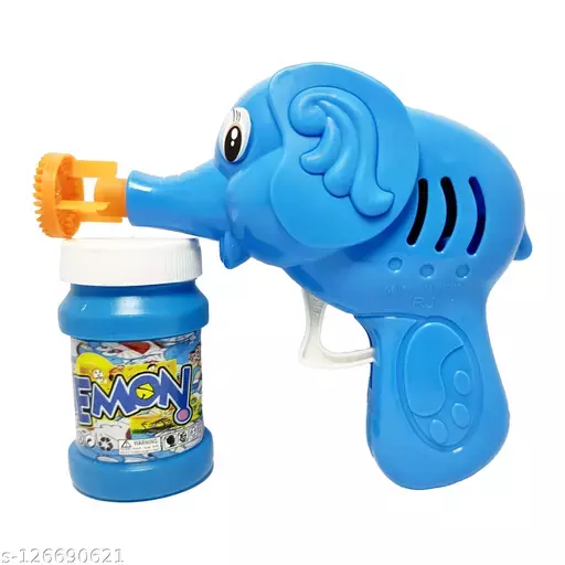 Blue Elephant Bubble Gun With Bubble Liquid Bottle