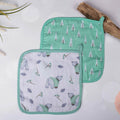 Green Arctic Muslin Cotton Washcloth- Set Of 2