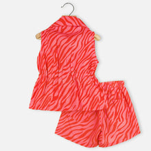 Load image into Gallery viewer, Orange &amp; Green Blazer With Smocked Crop Top &amp; Short Co-Ord Set
