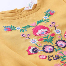 Load image into Gallery viewer, Mustard Floral Embroidered Viscose Dress
