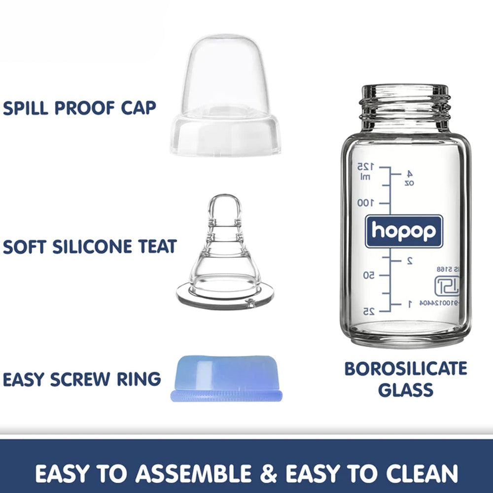 White Premium Slim Neck Glass Feeding Bottle