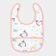 Load image into Gallery viewer, Pink Believe In Unicorn Printed Classic Muslin Bib
