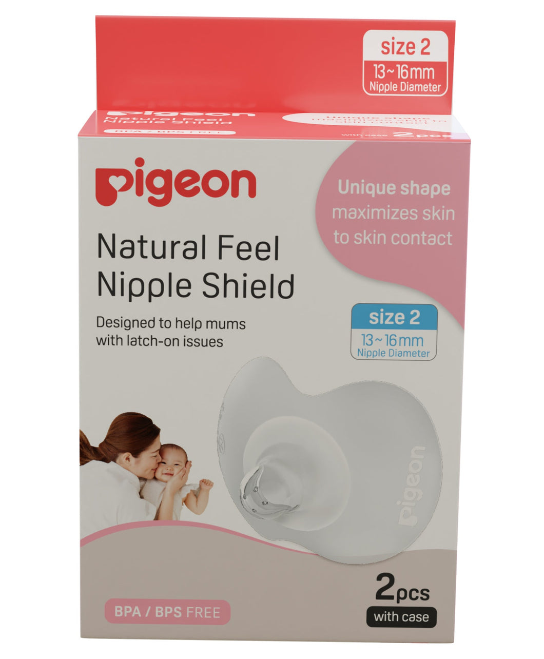 White Natural Feel Nipple Shield With Case Size 2 - Pack of 2