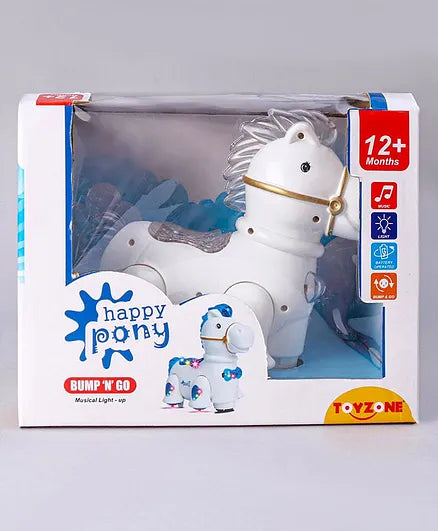 White Happy Pony Bump & Go Battery Operated Toy