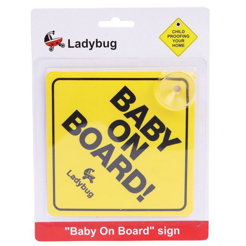 Yellow Ladybug Baby On Board Safety Sign Board