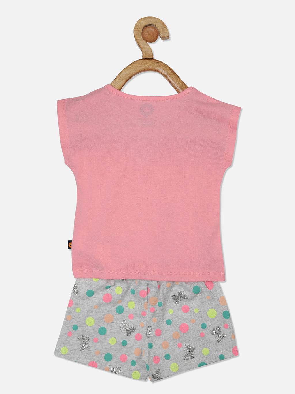 Pink Butterfly Top And Polka Dot Shorts Set