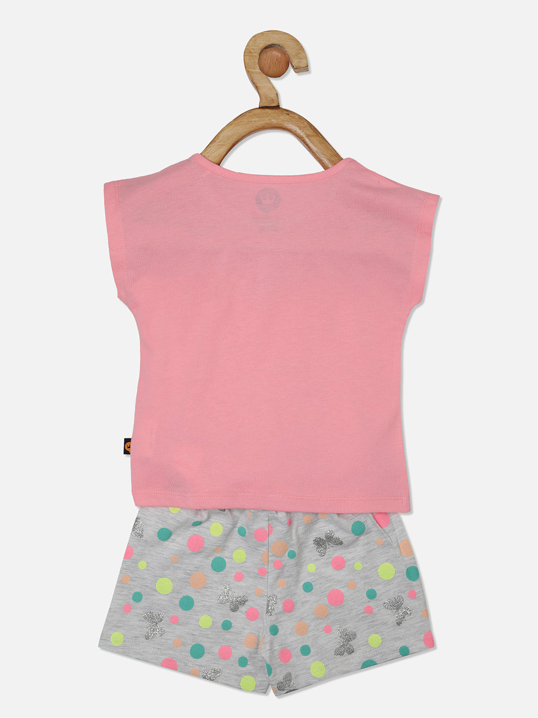 Pink Butterfly Top And Polka Dot Shorts Set