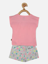 Load image into Gallery viewer, Pink Butterfly Top And Polka Dot Shorts Set

