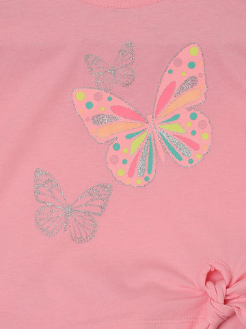 Pink Butterfly Top And Polka Dot Shorts Set
