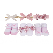 Load image into Gallery viewer, Pink Baby Socks Booties And Headband Giftset- Pack Of 6
