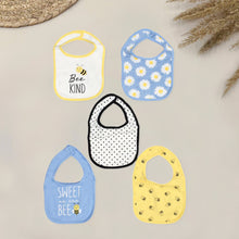 Load image into Gallery viewer, Yellow Bee Printed Bibs - Set Of 5
