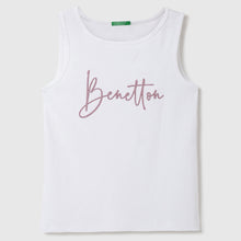 Load image into Gallery viewer, White Benetton Printed Cotton Tank Top
