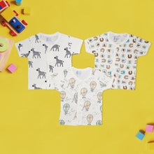 Load image into Gallery viewer, Off White Animal On Parachute Cotton Half Sleeves Jabla- Pack Of 3
