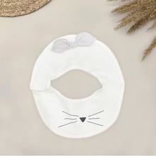 Load image into Gallery viewer, Cat Face Bib With Pink Crochet Edge
