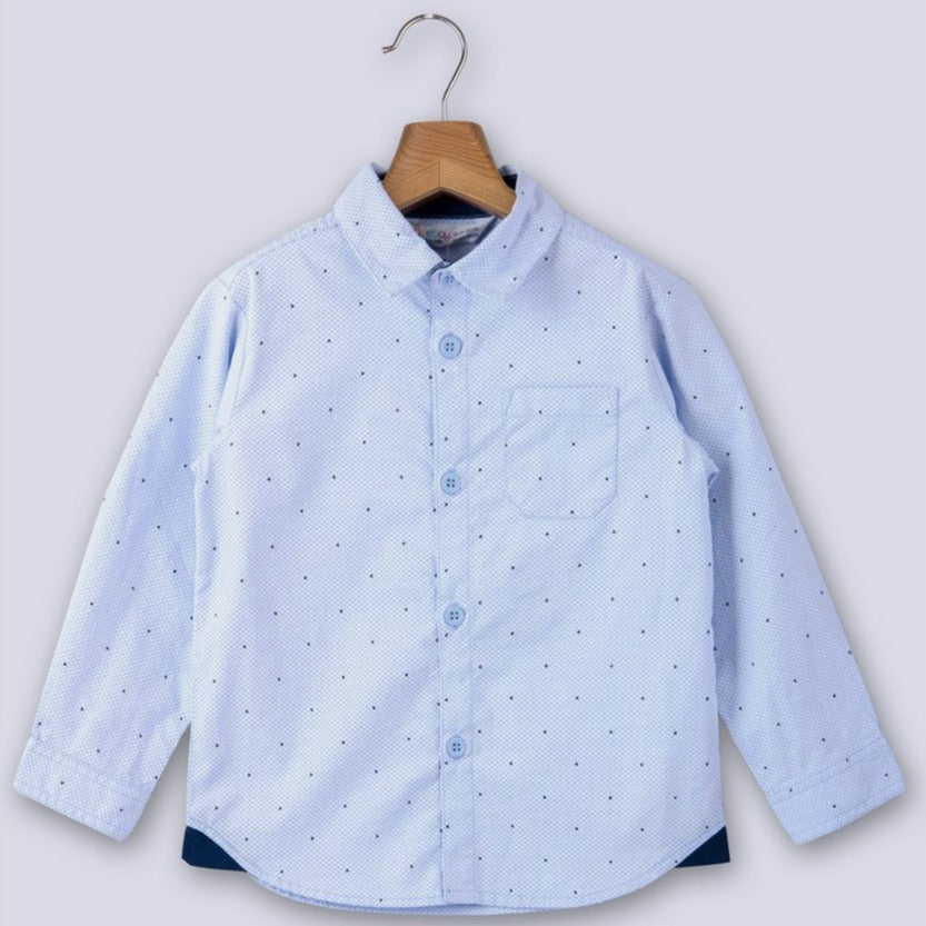 Blue Checked With Polka Dots Full Sleeves Shirt