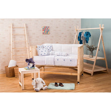 Load image into Gallery viewer, Blue elephant Hand Block Printed Cot Bedding Set
