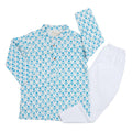 Light Blue Flower Kurta Pajama Set