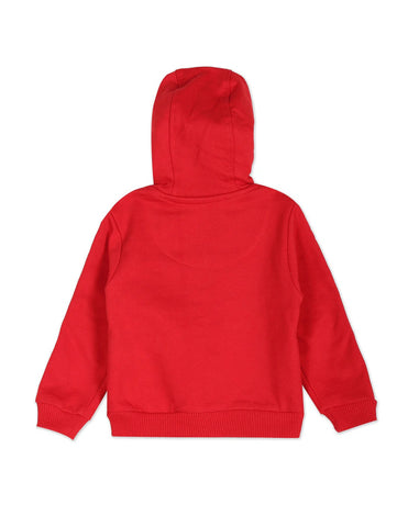 Red Polo Hooded Jacket With Shoulder Text Taped