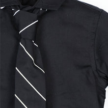 Load image into Gallery viewer, Shirt With Striped Tie- Black, Blue &amp; White
