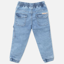 Load image into Gallery viewer, Light Blue Denim Drawstring Cargo Joggers
