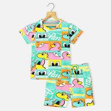 Load image into Gallery viewer, Colorful Checked Half Sleeves T-Shirt With Shorts Co-Ord Set
