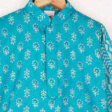 Load image into Gallery viewer, Blue Floral Silk Kurta With White Pajama
