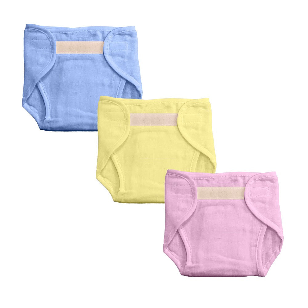 Multicolored (6-9Months) Washable Muslin Velcro Nappy Pack Of 6