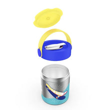 Load image into Gallery viewer, Blue Spunky Theme Lunch Flask With Folding Spoon
