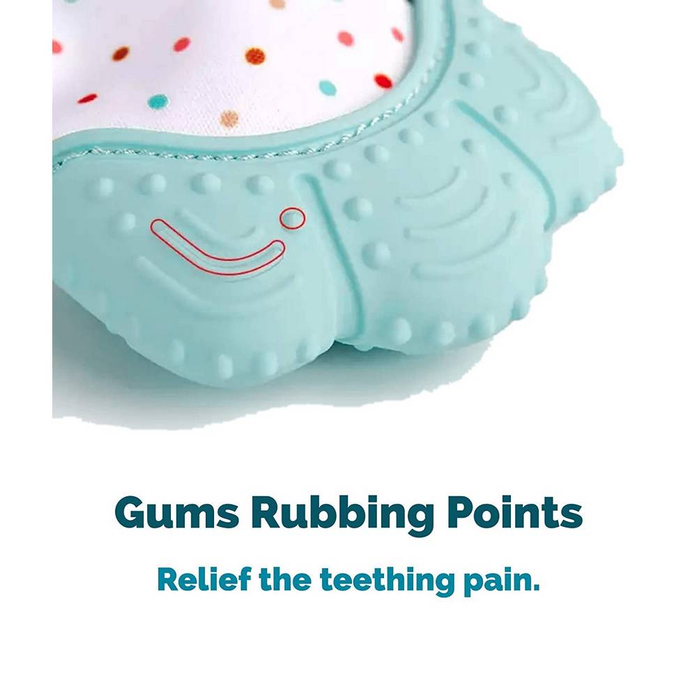 Sea Green Polka Dots Printed Mitten Glove Silicone Teether