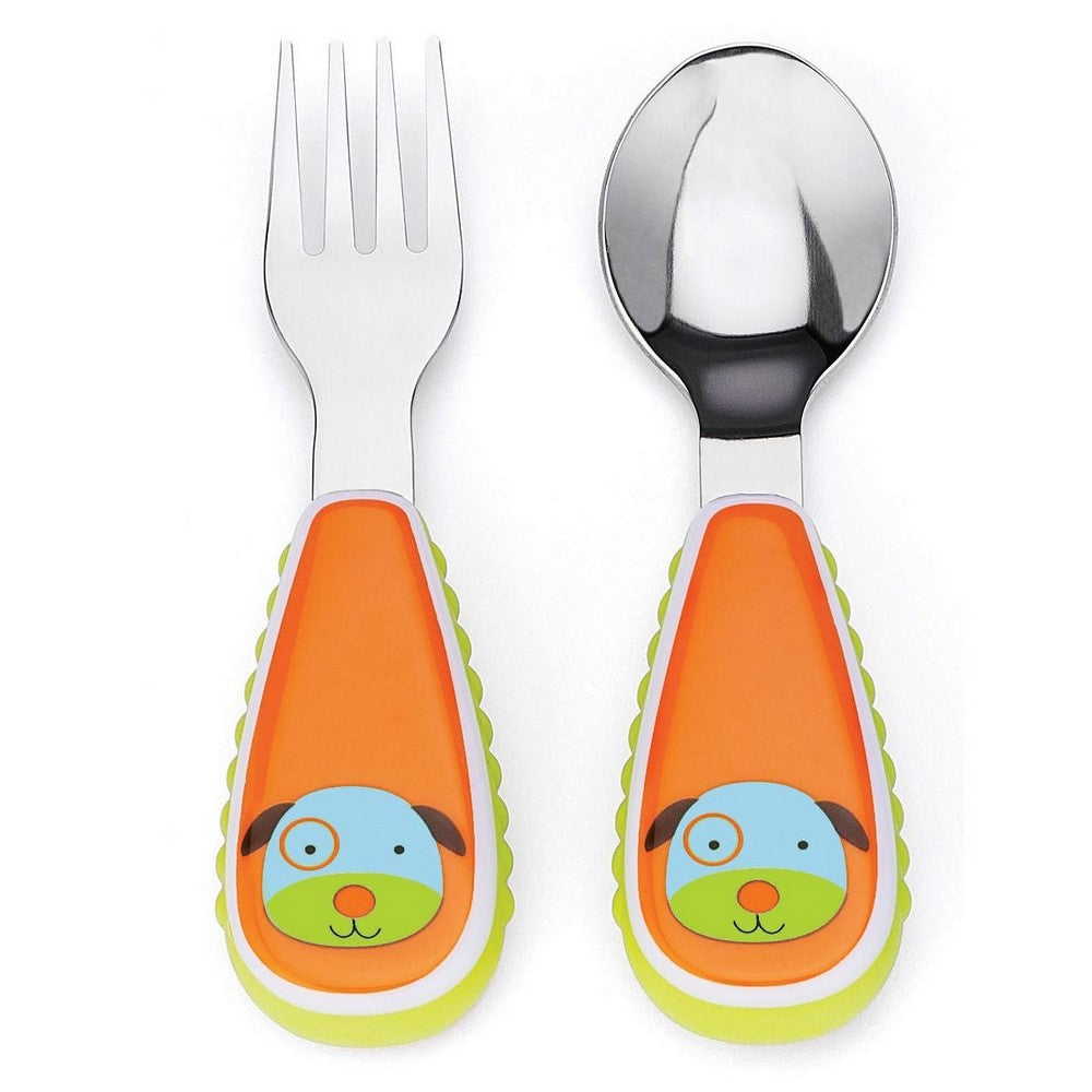Orange Puppy Stainless Steel Fork & Spoon Set