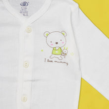 Load image into Gallery viewer, White Cotton Bear Printed Full Sleeves Jabla With Folded Mittens for Newborn- Pack Of 3
