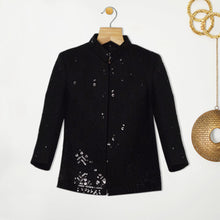 Load image into Gallery viewer, Black Sequins Embroidered Jacket With High Neck Kurta &amp; Pant
