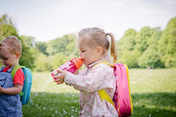 Pink & Orange Cat Flip Top Water Bottle