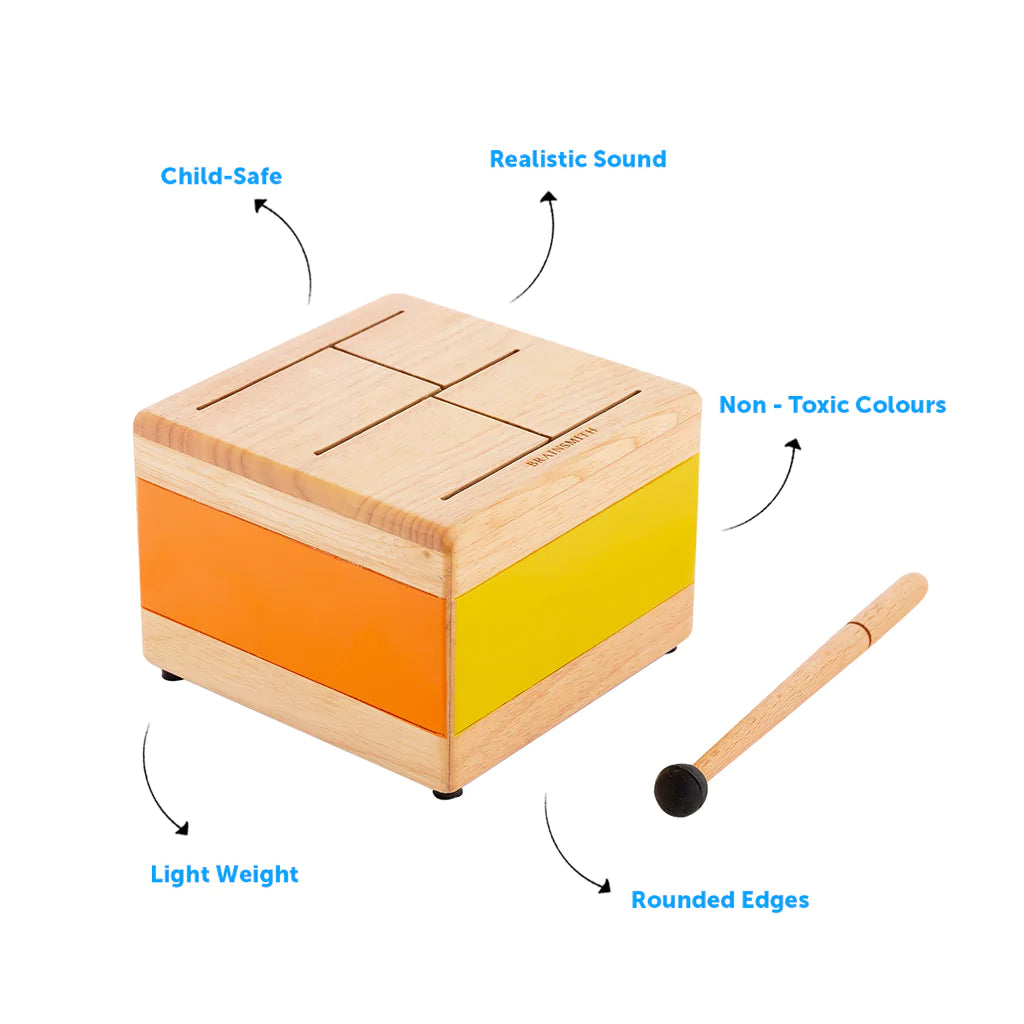 Swoora Wooden Square Tone Drum With Mallet