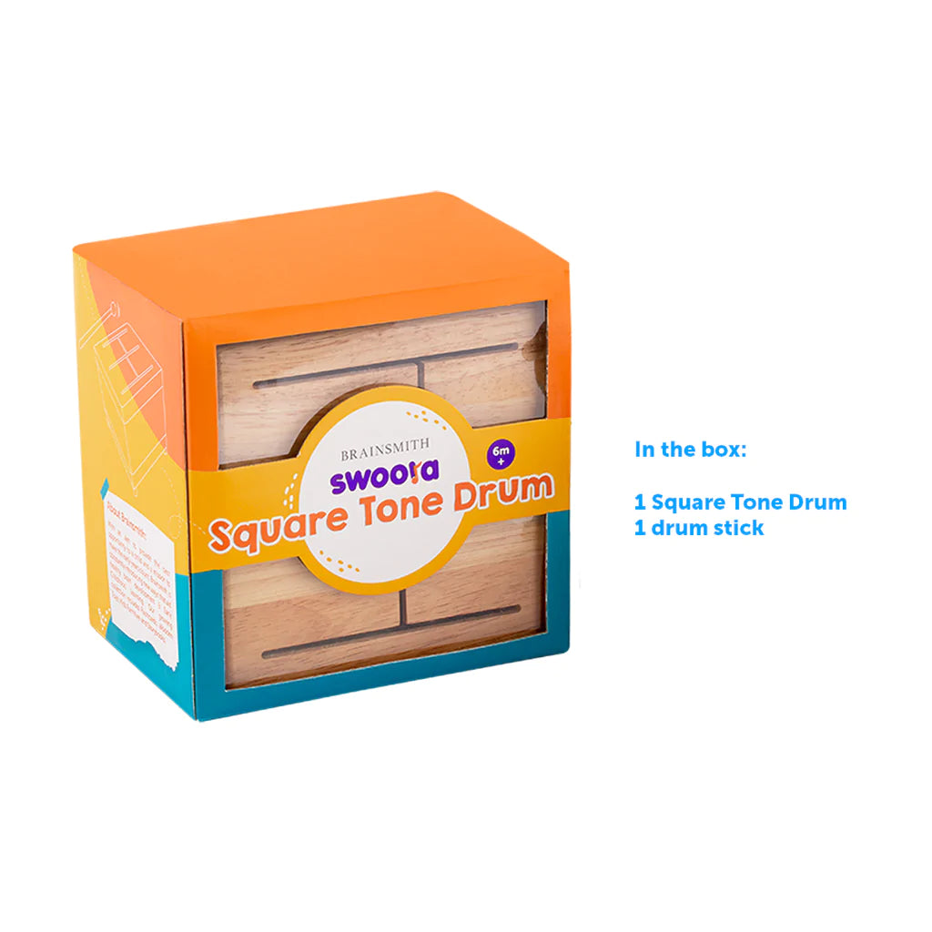 Swoora Wooden Square Tone Drum With Mallet