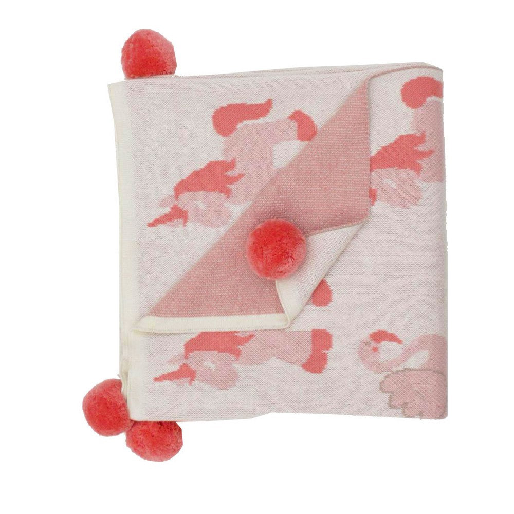 Dinosaur & Unicorn Flamingo Theme Blanket- Green & Pink