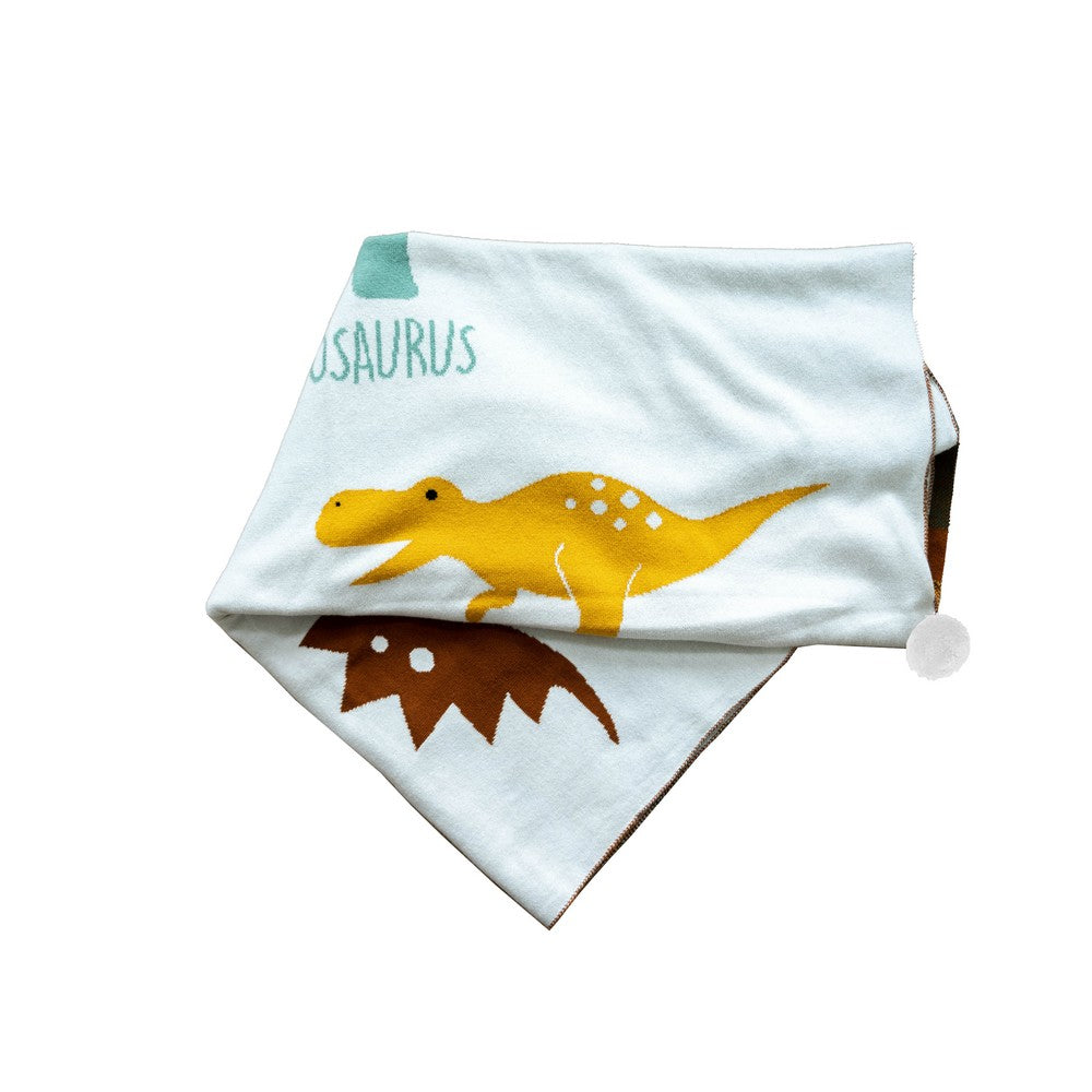 Dinosaur & Unicorn Flamingo Theme Blanket- Green & Pink