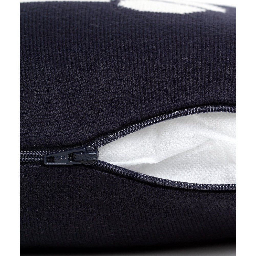 Dark Navy Car Cotton Knitted Cushion Cover With Zipper Opening