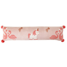 Load image into Gallery viewer, Dinosaur &amp; Unicorn Flamingo Theme Long Cushion Cover With Cushion- Green &amp; Pink
