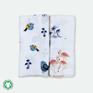 Bird & Flamingo Design Muslin Swaddle Wrap- Pack Of 2