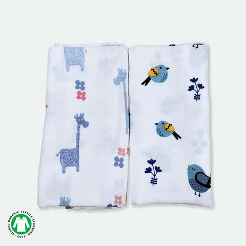 Bird & Giraffe Design Muslin Swaddle Wrap- Pack Of 2