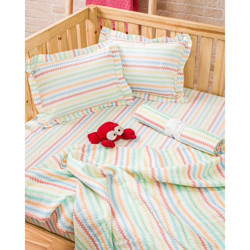 Zig Zag Cot Sheet And Pillow