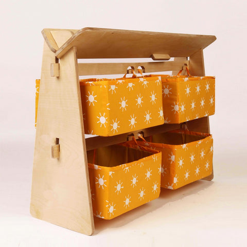 Mustard Sun Toy Organizer with Book Shelf