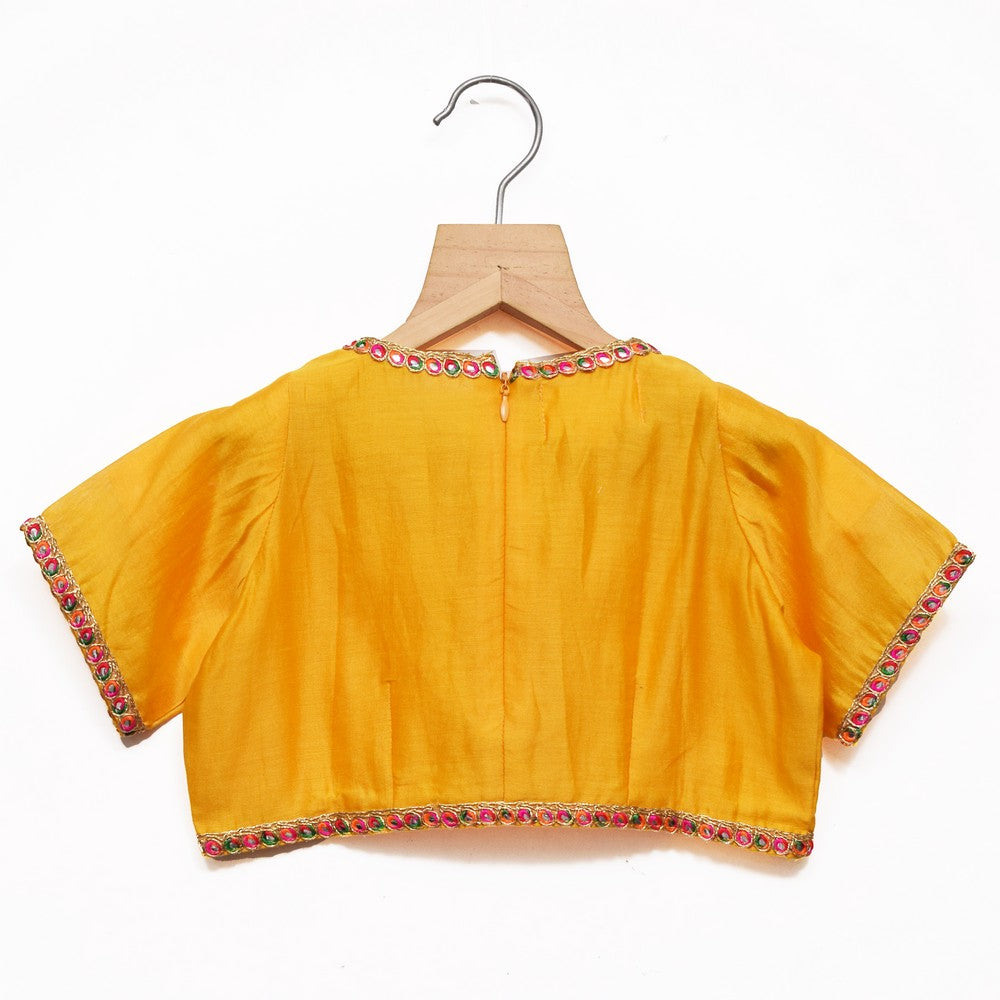 Yellow Chanderi Silk Choli with Lehenga