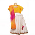 Yellow Chanderi Silk Choli with Lehenga