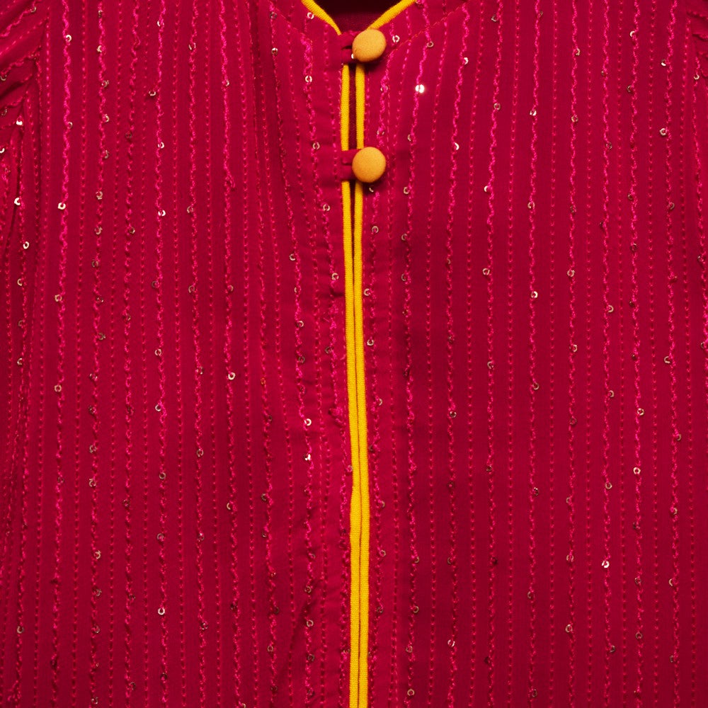 Solid Pink Sequin Kurta with Gota Patti kali Ghagra